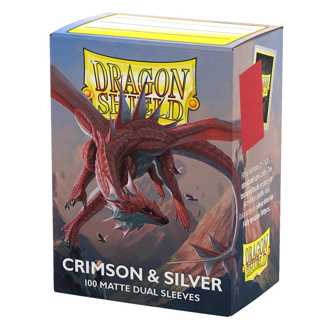 Dragon Shield Sleeves: Standard Matte Dual 100 Count - CRIMSON & SILVER - Accessory