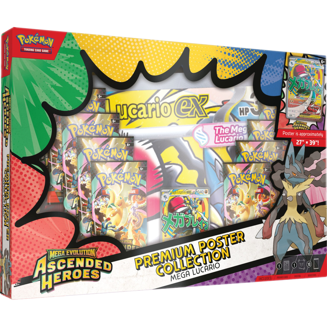 Mega Evolution: Ascended Heroes Premium Poster Collection (Mega Lucario) - Pokemon Sealed